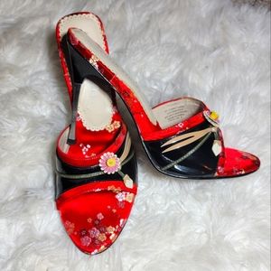 Colin Stuart Cherry Blossom Open Toe Heeled Sandals sz 9